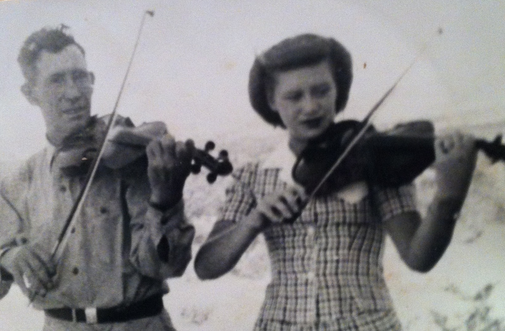 Tom depended on his daughter Jan for backup at dances until she left for college in 1947. They also enjoyed twin fiddling on hymns.