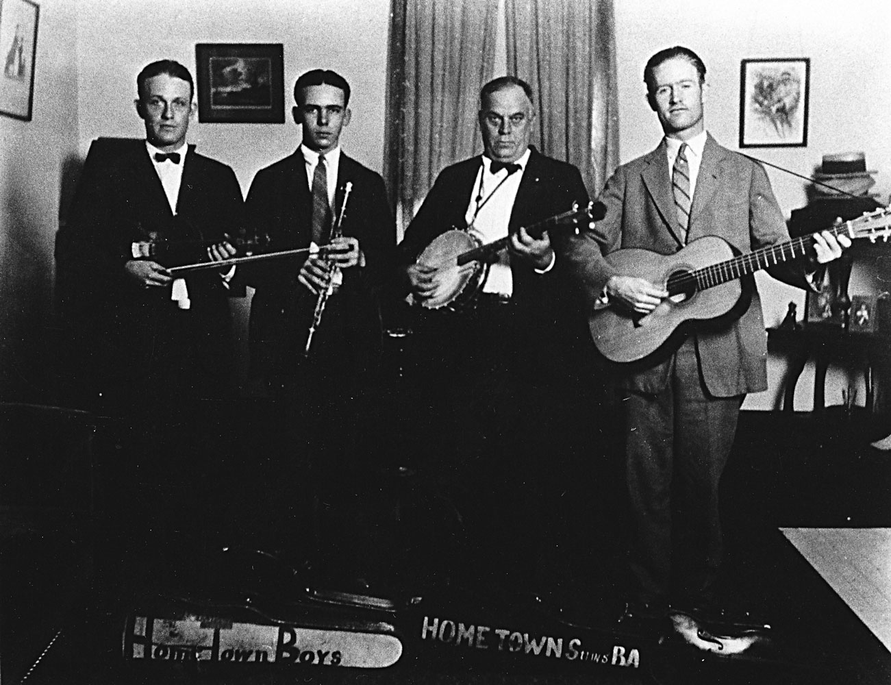The Home Town Boys, c. 1924: Clayton McMichen, Bob Stephens Jr., Bob Stephens, Lowe Stokes.
